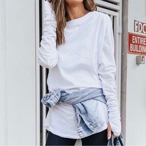 Free People We The Free Arctic White Arden Extra Long Cotton Tee